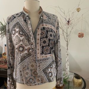 Beautiful 100% viscose grey white and brown velvet and silver embellishment